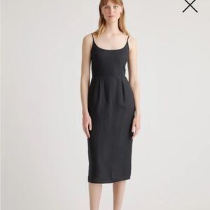 100% European Linen Scoop Neck Midi Dress